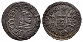 Felipe IV (1621-1665). 4 maravedís. 1663. Burgos. R. (Cal-1270). (Jarabo-Sanahuja-M33). Ae. 1,07 g. MBC+. Est...40,00.