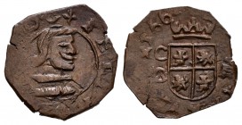 Felipe IV (1621-1665). 8 maravedís. 1661. Cuenca. (Cal-tipo 298). (Jarabo-Sanahuja-tipo M38). Ae. 1,17 g. Acuñación a martillo. Falsa de época. MBC. E...