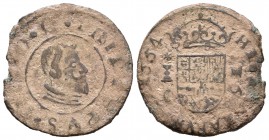 Felipe IV (1621-1665). 16 maravedís. 1664. Cuenca. CA. (Cal-1319). (Jarabo-Sanahuja-M197). Ae. 4,15 g. BC/BC+. Est...12,00.