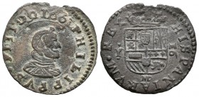 Felipe IV (1621-1665). 16 maravedís. 1661. Madrid. Y. (Cal-1391). (Jarabo-Sanahuja-M277). Ae. 3,35 g. Busto pequeño. MBC-. Est...18,00.