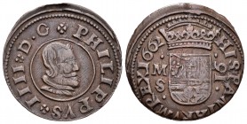 Felipe IV (1621-1665). 16 maravadís. 1662. Madrid. S. (Cal-1398). (Jarabo-Sanahuja-M364). Ae. 4,26 g. Valor 16 al revés. Escasa. MBC. Est...35,00.