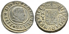 Felipe IV (1621-1665). 16 maravedís. 1663. Madrid. Y. (Cal-1402). (Jarabo-Sanahuja-M403). Ae. 3,24 g. MBC+. Est...30,00.