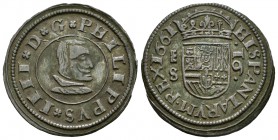 Felipe IV (1621-1665). 16 maravedís. 1661. Segovia. S. (Cal-1507). (Jarabo-Sanahuja-M506). (RS-489). Ae. 4,76 g. EBC-. Est...45,00.