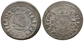 Felipe IV (1621-1665). 16 maravedís. 1663. Segovia. B/R. (Cal-1512). (Jarabo-Sanahuja-M527). Ae. 4,01 g. BC+. Est...15,00.