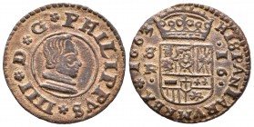 Felipe IV (1621-1665). 16 maravedís. 1663. Sevilla. R. (Cal-1568). (Jarabo-Sanahuja-M613). Au. 4,09 g. EBC. Est...60,00.