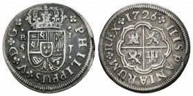 Felipe V (1700-1746). 1 real. 1726. Sevilla. J. (Cal-1713). Ag. 2,53 g. MBC. Est...35,00.