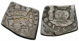 Felipe V (1700-1746). 2 reales. 1739. Guatemala. (J). (Cal-1711). Ag. 6,39 g. Escasa. BC+. Est...140,00.
