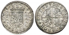 Felipe V (1700-1746). 2 reales. 1723. Madrid. (Cal-1250). Ag. 5,01 g. EBC. Est...110,00.