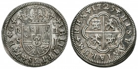 Felipe V (1700-1746). 2 reales. 1725. Sevilla. J. (Cal-1427). Ag. 4,88 g. EBC-. Est...60,00.