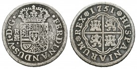 Fernando VI (1746-1759). 1 real. 1751. Madrid. JB. (Cal-563). Ag. 2,80 g. BC+. Est...20,00.