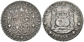Fernando VI (1746-1759). 8 reales. 1752. México. MF. (Cal-329). Ag. 26,62 g. Rayitas de ajuste. MBC-. Est...125,00.