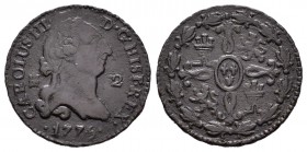 Carlos III (1759-1788). 2 maravedís. 1775. Segovia. (Cal-1917). Ae. 2,45 g. BC+. Est...30,00.