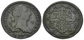 Carlos III (1759-1788). 4 maravedís. 1773. Segovia. (Cal-1899). Ae. 5,19 g. MBC. Est...25,00.