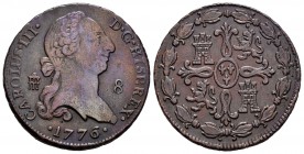 Carlos III (1759-1788). 8 maravedís. 1776. Segovia. (Cal-1886). Ae. 11,44 g. MBC+. Est...100,00.