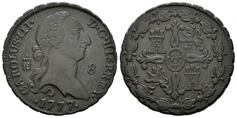 Carlos III (1759-1788). 8 maravedís. 1777. Segovia. (Cal-1896). Ae. 11,40 g. MBC...