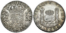 Carlos III (1759-1788). 8 reales. 1762. México. MM. (Cal-891). Ag. 27,02 g. MBC+. Est...220,00.