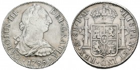 Carlos III (1759-1788). 8 reales. 1788. México. FM. (Cal-942). Ag. 26,53 g. Limpiada. MBC+. Est...70,00.