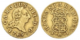 Carlos III (1759-1788). 1/2 escudo. 1769. Madrid. PJ. (Cal-763). Au. 1,72 g. MBC-. Est...110,00.
