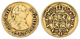 Carlos III (1759-1788). 1/2 escudo. 1783. Madrid. JD. (Cal-774). Au. 1,76 g. MBC-. Est...90,00.
