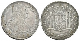 Carlos IV (1788-1808). 2 reales. 1800. Guatemala. M. (Cal-923). Ag. 6,79 g. MBC-. Est...80,00.