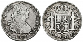 Carlos IV (1788-1808). 4 reales. 1800. Potosí. PP. (Cal-877). Ag. 13,12 g. MBC-. Est...80,00.