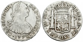 Carlos IV (1788-1808). 8 reales. 1796. Lima. IJ. (Cal-651). Ag. 27,24 g. MBC/MBC+. Est...75,00.