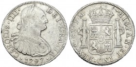 Carlos IV (1788-1808). 8 reales. 1797. México. FM. (Cal-691). Ag. 26,91 g. MBC/MBC+. Est...75,00.