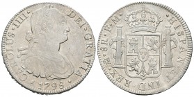 Carlos IV (1788-1808). 8 reales. 1798. México. FM. (Cal-692). Ag. 26,97 g. Restos de brillo original. MBC+. Est...100,00.