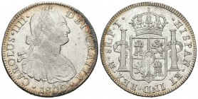 Carlos IV (1788-1808). 8 reales. 1802. México. FT. (Cal-698). Ag. 27,02 g. Parte de brillo original. EBC-/EBC. Est...120,00.