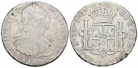 Carlos IV (1788-1808). 8 reales. 1808. Potosí. PJ. (Cal-732). Ag. 26,63 g. BC. Est...55,00.