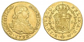 Carlos IV (1788-1808). 1 escudo. 1792. Madrid. MF. (Cal-491). Au. 3,36 g. Brillo original. EBC. Est...400,00.