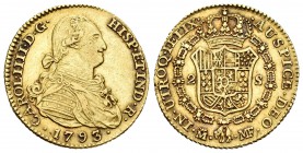 Carlos IV (1788-1808). 2 escudos. 1793/2. Madrid. MF. (Cal-325). Au. 6,76 g. EBC-. Est...300,00.