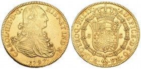 Carlos IV (1788-1808). 8 escudos. 1797. México. FM. (Cal-47). Au. 26,95 g. MBC+/EBC-. Est...1100,00.