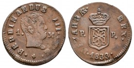 Fernando VII (1808-1833). 1 maravedí. 1833. Pamplona. (Cal-1660). Ae. 2,00 g. MBC+. Est...35,00.