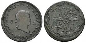 Fernando VII (1808-1833). 4 maravedís. 1819. Jubia. (Cal-1572). Ae. 4,67 g. Escasa. MBC. Est...75,00.
