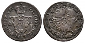 Fernando VII (1808-1833). 1 octavo. 1814. México. (Cal-1627). Ae. 1,63 g. MBC-/BC+. Est...50,00.