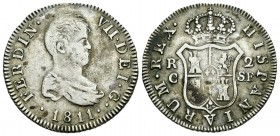 Fernando VII (1808-1833). 2 reales. 1811. Cataluña. SF. (Cal-857). Ag. 5,49 g. Punto entre ensayadores. MBC-. Est...60,00.