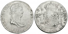 Fernando VII (1808-1833). 8 reales. 1821. Guadalajara. FS. (Cal-445). Ag. 26,42 g. Rayas en anverso. MBC-. Est...80,00.