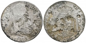 Fernando VII (1808-1833). 8 reales. 1813. Lima. JP. (Cal-480). Ag. 27,23 g. Resellos orientales. BC+. Est...60,00.