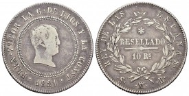 Fernando VII (1808-1833). 10 reales. 1821. Madrid. SR. (Km-762). Ag. 13,28 g. BC+. Est...30,00.