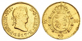 Fernando VII (1808-1833). 1/2 escudo. 1817. Madrid. GJ. (Cal-360). Au. 1,73 g. Golpecitos en el canto. MBC. Est...110,00.