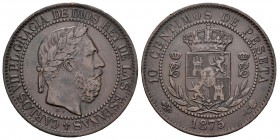 Carlos VII (1872-1876). 10 céntimos. 1875. Oñate. (Cal-8). Ae. 10,01 g. MBC. Est...90,00.