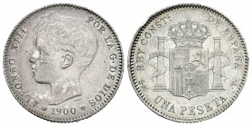 Alfonso XIII (1886-1931). 1 peseta. 1900*19-00. Madrid. SMV. (Cal-44). Ag. 4,96 g. MBC. Est...25,00.