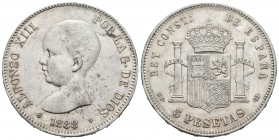 Alfonso XIII (1886-1931). 5 pesetas. 1888*18-88. Madrid. MPM. (Cal-13). Ag. 24,92 g. MBC. Est...20,00.