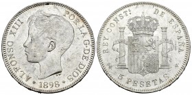 Alfonso XIII (1886-1931). 5 pesetas. 1898*18-98. Madrid. SGV. (Cal-27). Ag. 24,95 g. Pequeñas marcas. EBC/EBC+. Est...80,00.