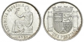 II República (1931-1939). 1 peseta. 1933*3-4. Madrid. (Cal-1). Ag. 5,00 g. SC-. Est...25,00.