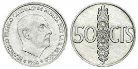 Estado español (1936-1975). 50 céntimos. 1966*19-70. Madrid. (Cal-117). Al. 1,00 g. Brillo original. SC-. Est...120,00.