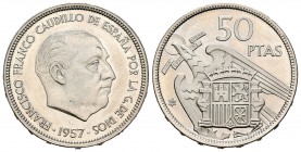 Estado español (1936-1975). 50 pesetas. 1957*72. Madrid. (Cal-25). Cu-Ni. 12,32 g. Proviene de cartera FNMT. PRUEBA. Est...25,00.