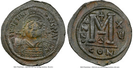 Justinian I the Great (AD 527-565). AE follis or 40 nummi (40mm, 22.98 gm, 6h). NGC AU 5/5 - 4/5. Constantinople, 4rd officina, Regnal Year 15 (AD 541...