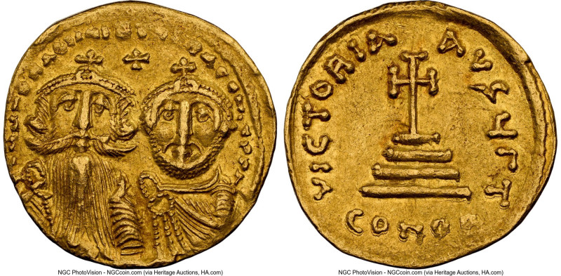 Heraclius with Heraclius Constantine (AD 613-641). AV solidus (19mm, 4.40 gm, 6h...